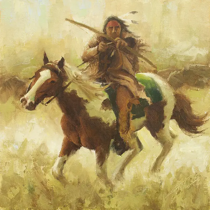 jason_tako_western_native_american_historical_art_indian_shooting_bow
